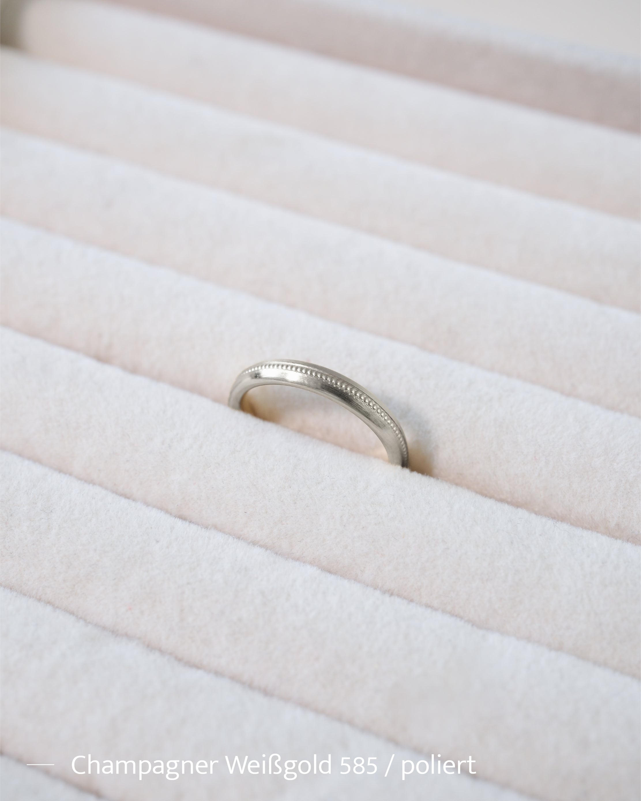 MILLGRAIN - Trauring Weißgold - Champagner Weißgold 585